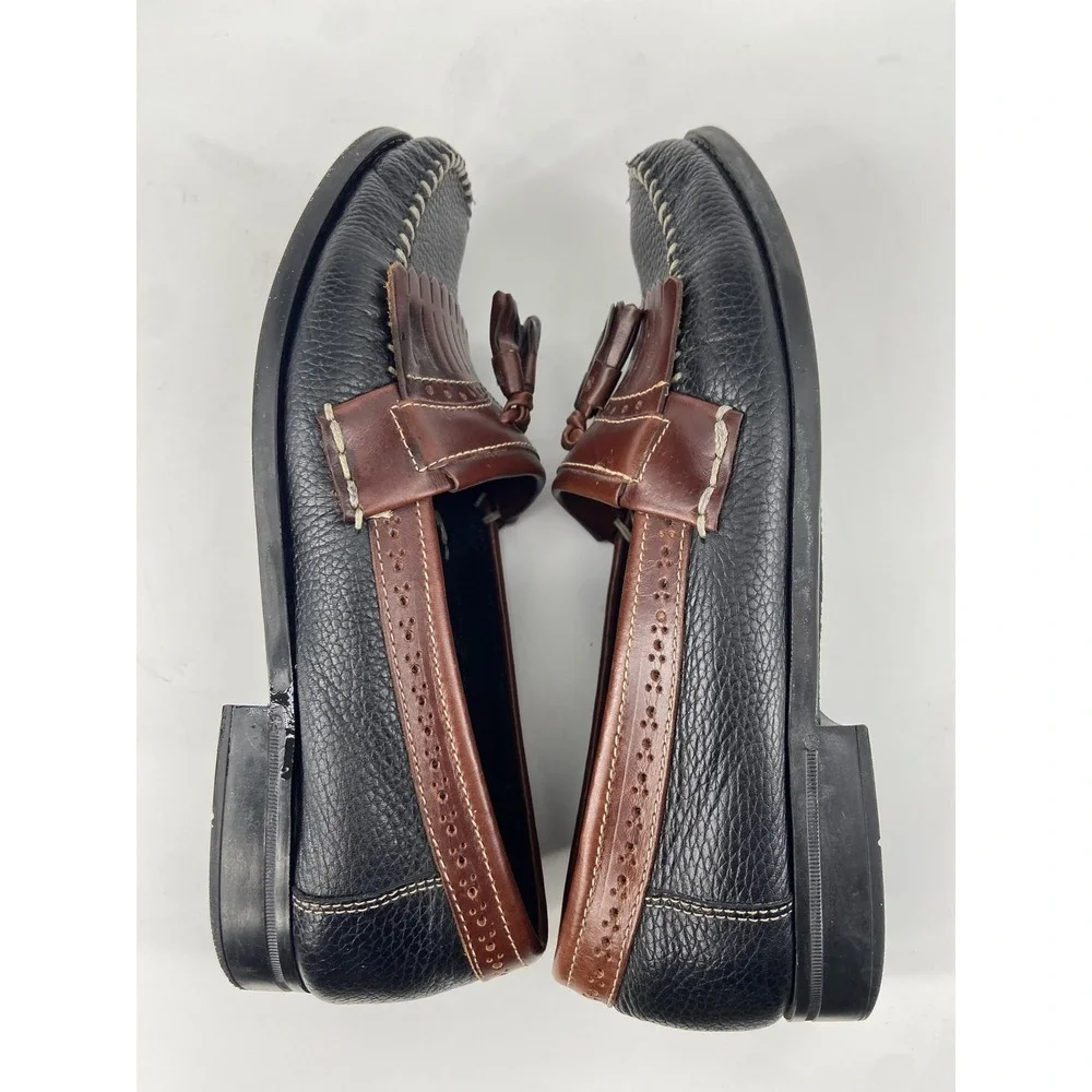 GH Bass Weejuns Shoes Womens 9.5 Black Brown Tassel Kiltie Leather Loafer‎ EE